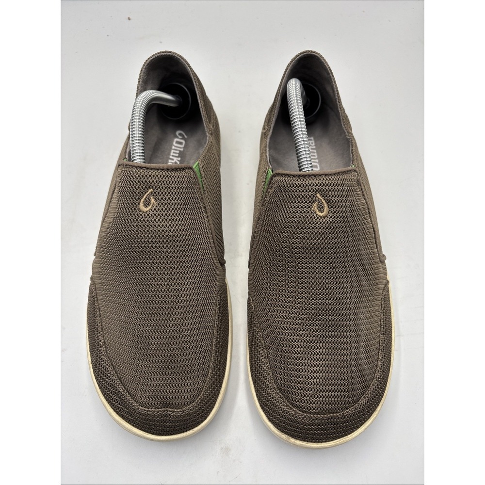 Men's OluKai Nohea Mesh Brown Boat Deck Slip On Shoes Size 9.5